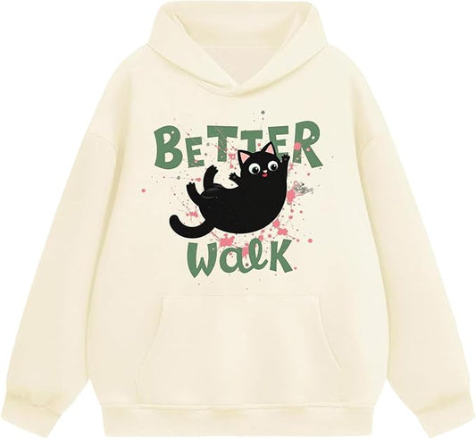 Oversized Hoodies for Women 2025 Trendy Cute Dog Cat Print Sweatshirts Hooded Pullover Tops with Kangaroo Pocket