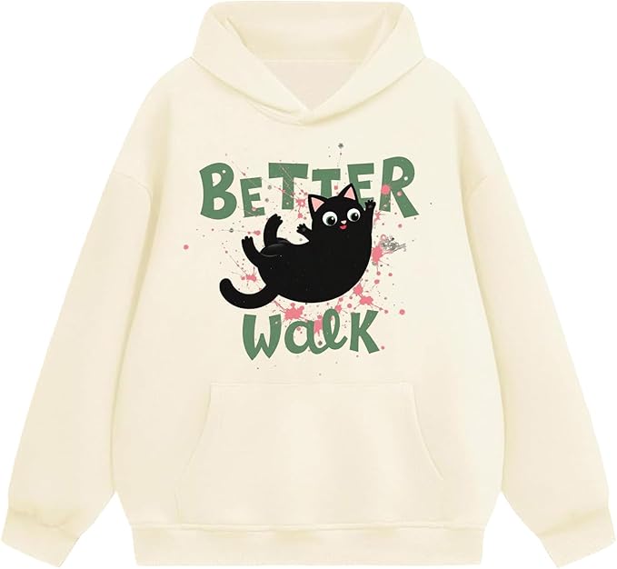 Oversized Hoodies for Women 2025 Trendy Cute Dog Cat Print Sweatshirts Hooded Pullover Tops with Kangaroo Pocket