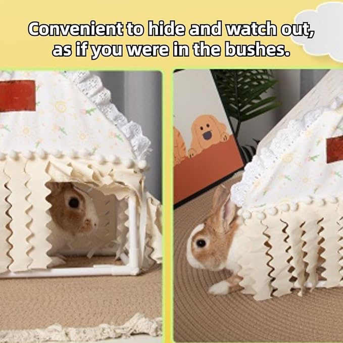 Bunny Tent Guinea Pig House Bed Cozy Hamster Cave Large Hideout for Dwarf Rabbits Hedgehog Bearded Dragon Nest Hamster Cage Accessories (Green)