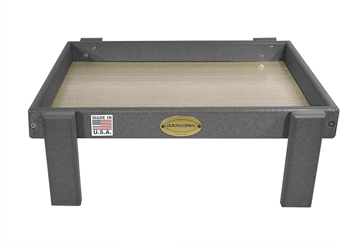 Amish American Made Platform Bird Feeder, Free Standing Ground Bird Feeders for Outdoors, with Raised Seed Tray for Wild Birds, Chicken, Squirrel, Gift for Birdwatchers (Dark Gray)