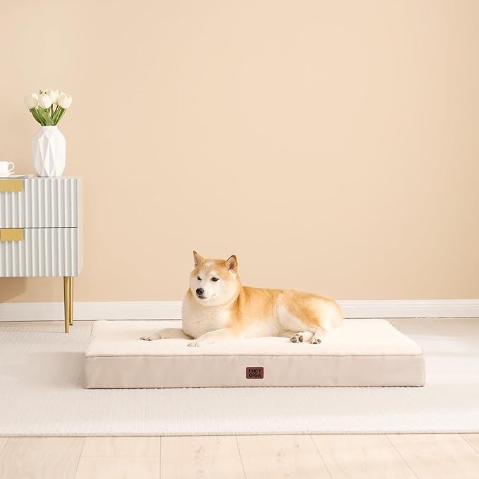 EHEYCIGA Orthopedic Medium Dog Beds for Small Dogs with Removable Washable Cover for Crate, Camel, 30x20