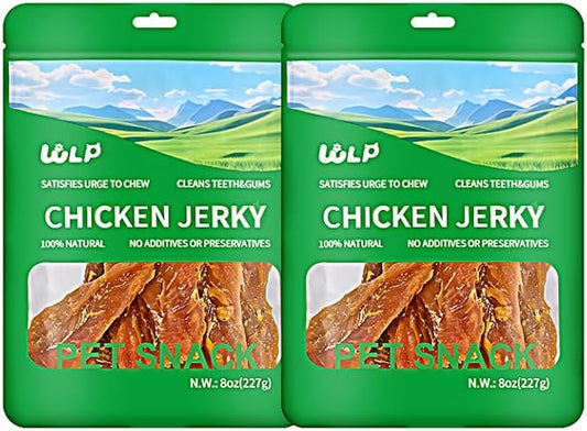 WLP Chicken Jerky Dog Treats, Natural Pure Chicken Breast Strips, Human Grade Healthy High Protein for Dogs and Cats (1 Pounds)