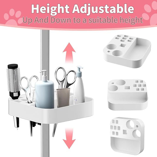 VFK 36''/47''Large Dog Grooming Table, Foldable Pet Station at Home, Dog Grooming Table,Adjustable Cat Drying Desktop with Arms, Nooses, Mesh Tray (Basic pet Table, 36" Pink)