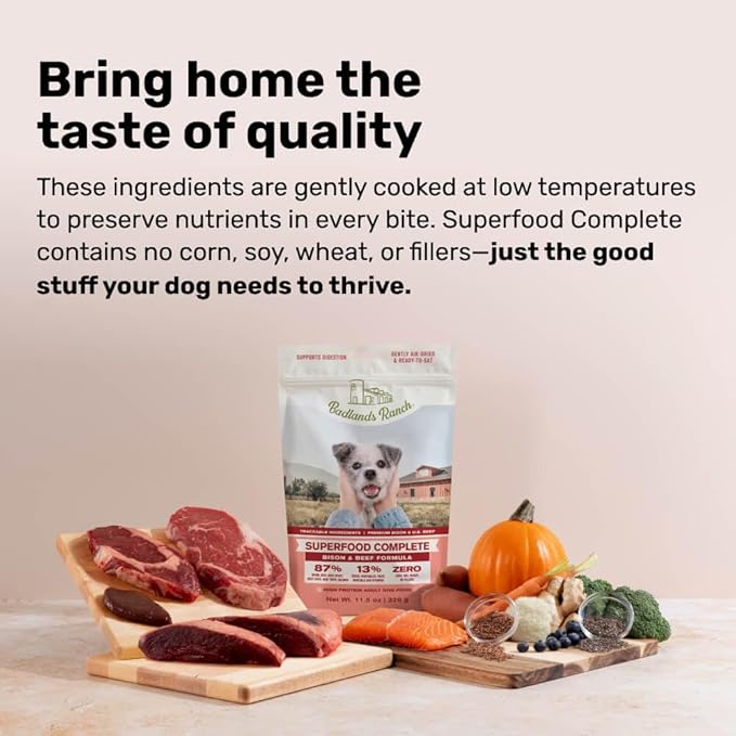Superfood Complete, Air-Dried Adult Dog Food - High Protein, Zero Fillers, Superfood Nutrition by Katherine Heigl (64 oz, Beef & Bison Formula)