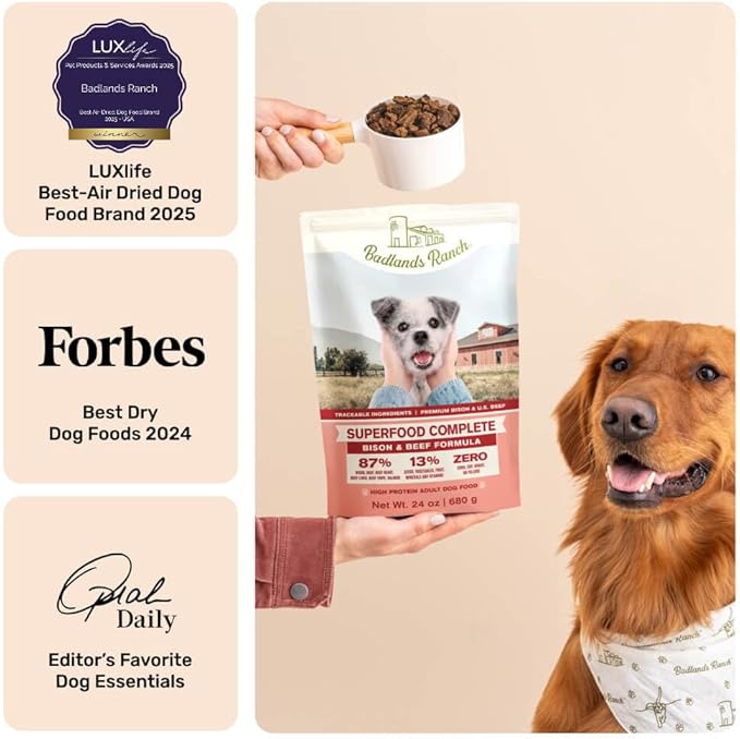 Superfood Complete, Air-Dried Adult Dog Food - High Protein, Zero Fillers, Superfood Nutrition by Katherine Heigl (64 oz, Beef & Bison Formula)