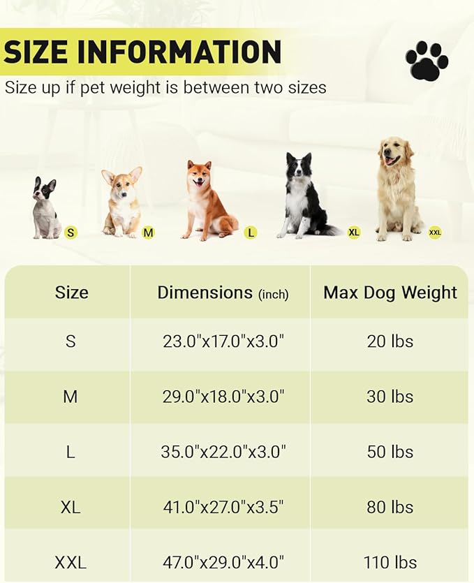 Washable Dog Bed for Large Dog, XL Crate Bed Plush Pet Kennel Pad with Non-Slip Bottom, Pet Sleeping Mat, 41x27 inch, Light Gray