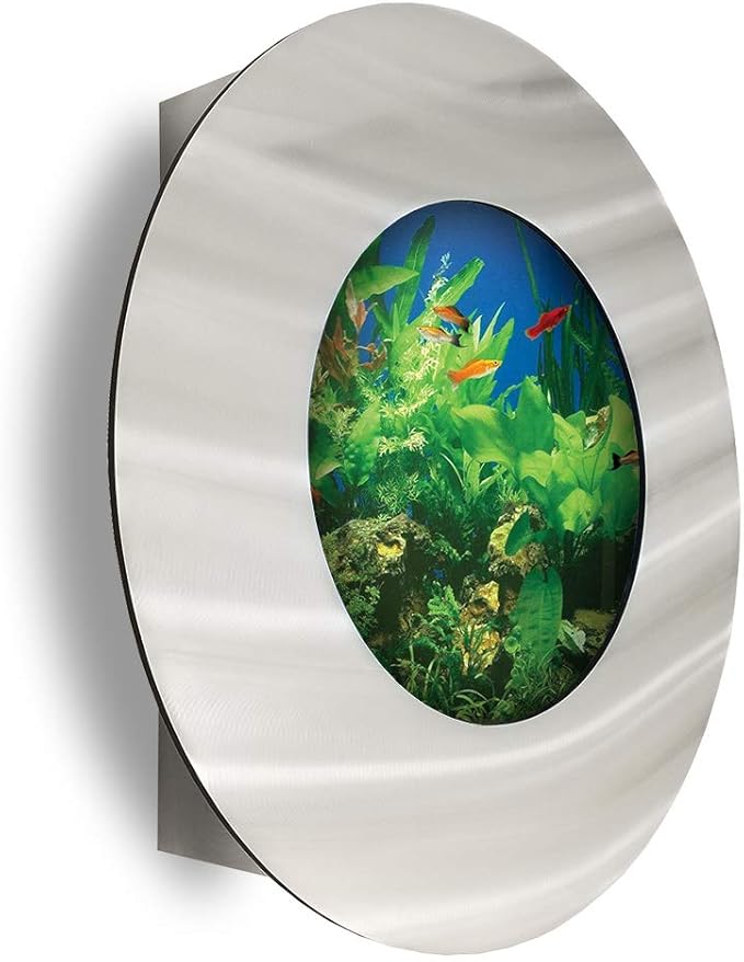 AA-Porthole-BSILVER 2.0 Wall Mounted Aquarium, Brushed Silver