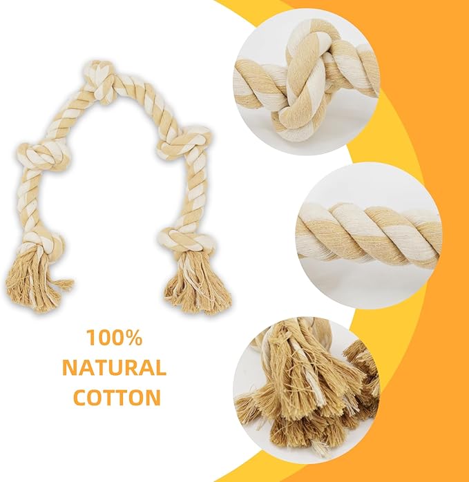 Bmag Dog Toys for Aggressive Chewers, Tough Rope Chew Toys for Medium Large Dogs,Heavy Duty Tough Dog Tug of War Toy with 5 Knots for Teeth Cleaning
