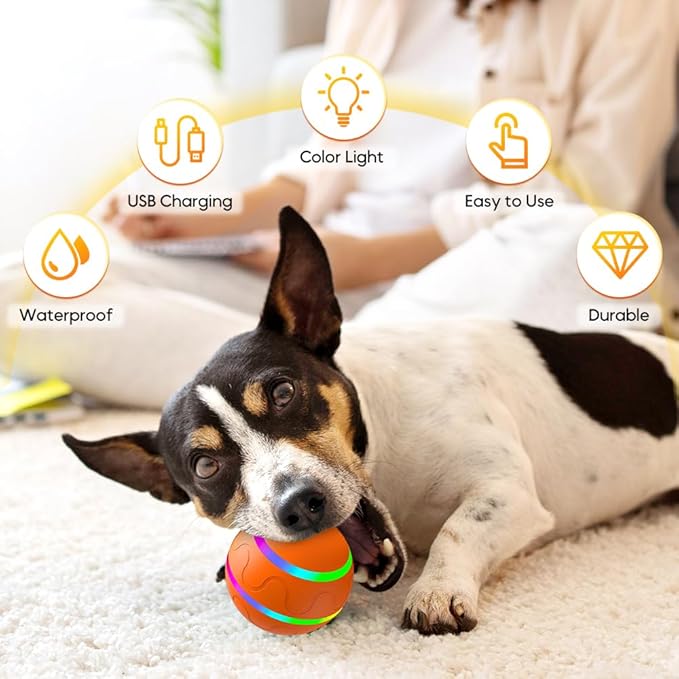 Vibrating Dog Ball, Moving Dog Ball, Shaky Ball Toy for Dogs, Interactive Bouncing Ball for Dog, Automatic Moving Dog Toy Ball, Shaking Dog Ball for Small Medium Large Dogs (#Large-Yellow)