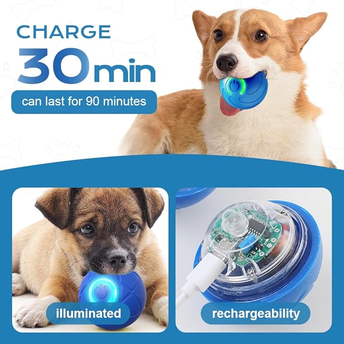Vibrating Dog Ball, Moving Dog Ball, Shaky Ball Toy for Dogs, Interactive Bouncing Ball for Dog, Automatic Moving Dog Toy Ball, Shaking Dog Ball for Small Medium Large Dogs (Blue)