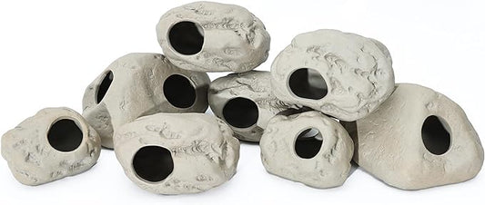 ALEGI Aquarium Rock Cave Decor for Shrimp Cichlid Hiding Breeding (Set 8)