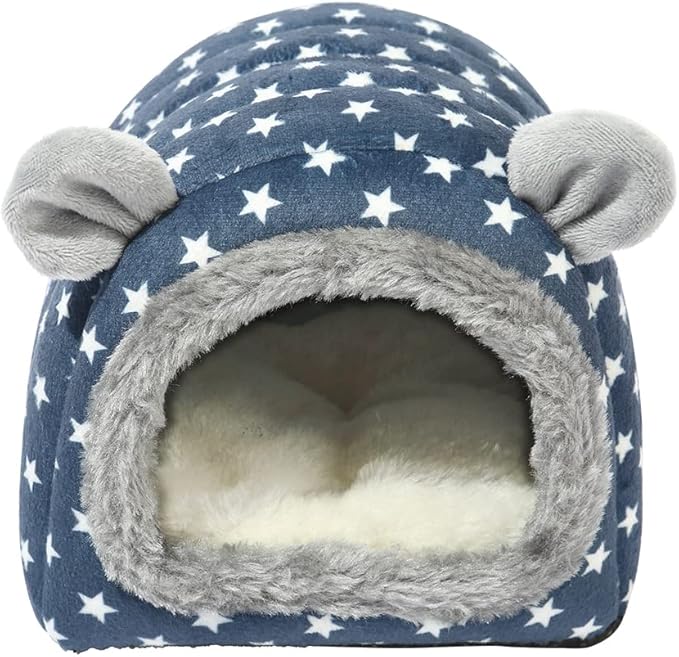 YOGURTCK Hamster Hedgehog Guinea Pigs Cave Bed Nest Hideout, Small Animals Cage Supplies Warm House - Blue