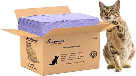 PETSWORLD Cat Pads Refills for Tidy Cats Breeze Litter System for Cat Litter Box, 50 to 400 Pads (50 Count, Unscented)