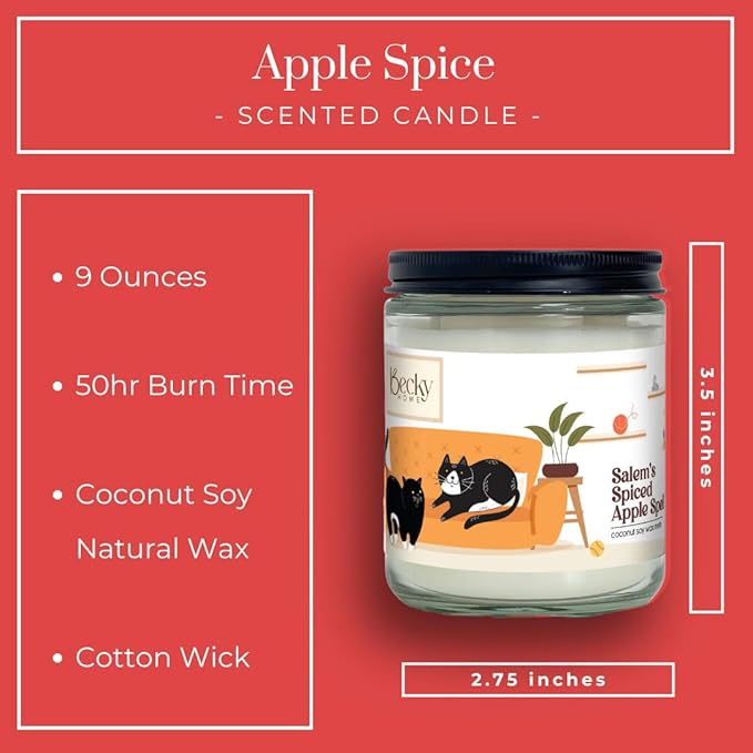 9oz Pet Odor Eliminator Deodorizer Candle, Long-Lasting Spiced Apple Scented, Non Toxic, Natural Plant-Based Wax Blend