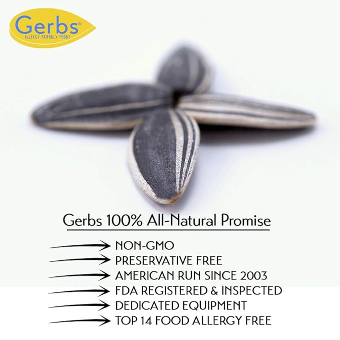 Gerbs Raw Whole Sunflower Seeds 4 lbs. | In-Shell, No Additives, Resealable Bag | Crack-and-Eat Crunchy Snack | Top 14 Allergen-Free