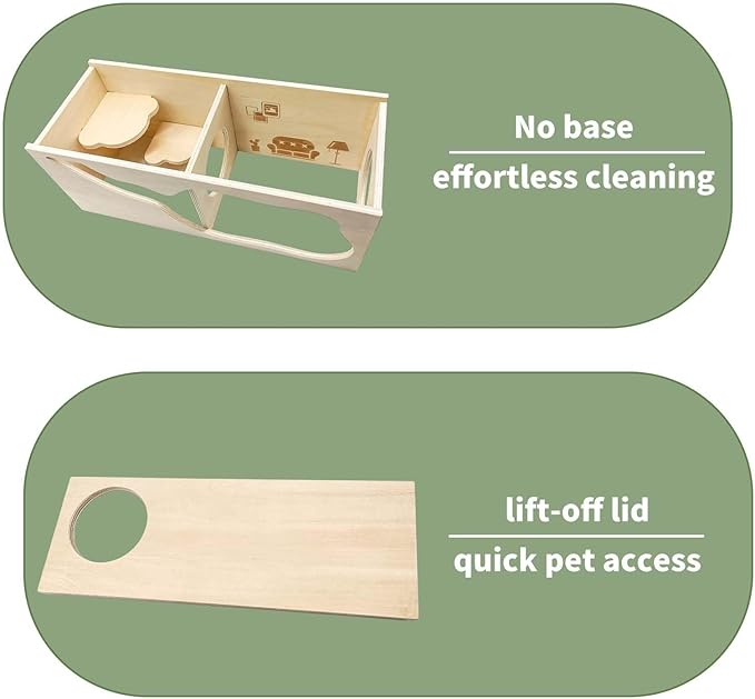 Marchul Hamster Hideout Wooden House Chamber Small Animals Pets Tunnel Exploring Toys for Dwarf Hamsters, Syrian Hamsters, Gerbils, Hedgehogs, Rats, Mice (Living Room)
