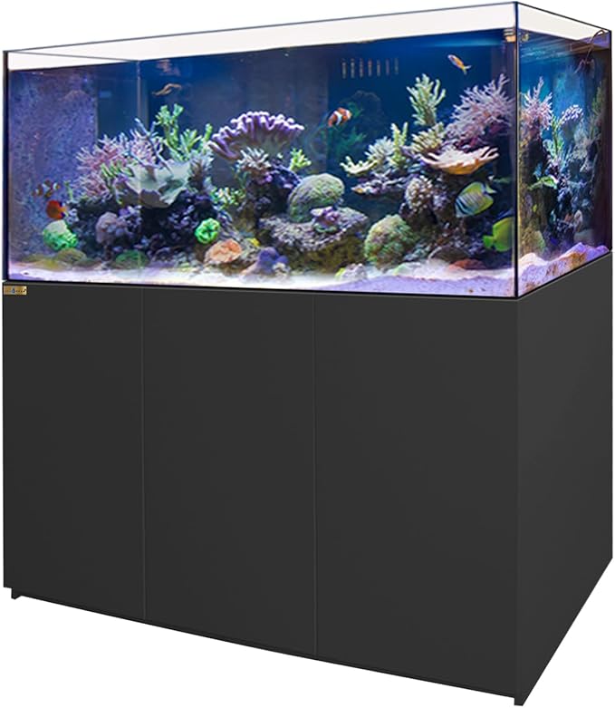 Coral Reef Aquarium Tank | 220 Gallon Ultra Clear Glass with Sump, Black