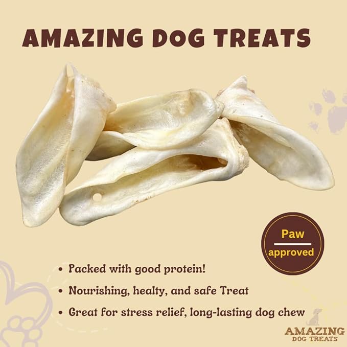 Amazing Dog Treats - Lamb Ears (15 Pcs/Pack)- Natural Dog Chews -Rawhide Alternative - No Hide Dog Bones