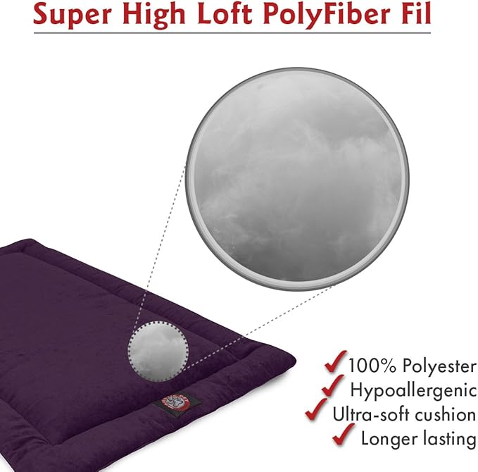 Majestic Pet Dog Crate Mat - Machine Washable Soft Plush Pet Bed Pad for Crates & Kennels | USA Crafted | 30"x21" Villa Aubergine