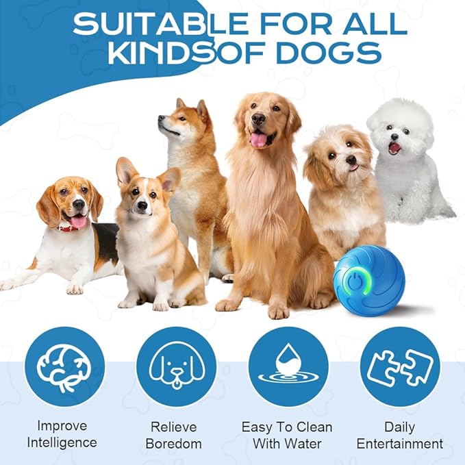 Vibrating Dog Ball, Moving Dog Ball, Shaky Ball Toy for Dogs, Interactive Bouncing Ball for Dog, Automatic Moving Dog Toy Ball, Shaking Dog Ball for Small Medium Large Dogs (Blue)