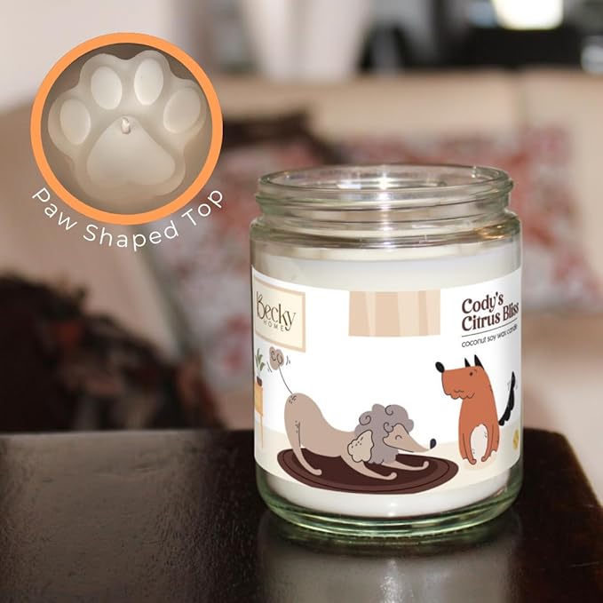 9oz Pet Odor Eliminator Deodorizer Candle, Long-Lasting Citrus Scented, Non Toxic, Natural Plant-Based Wax Blend