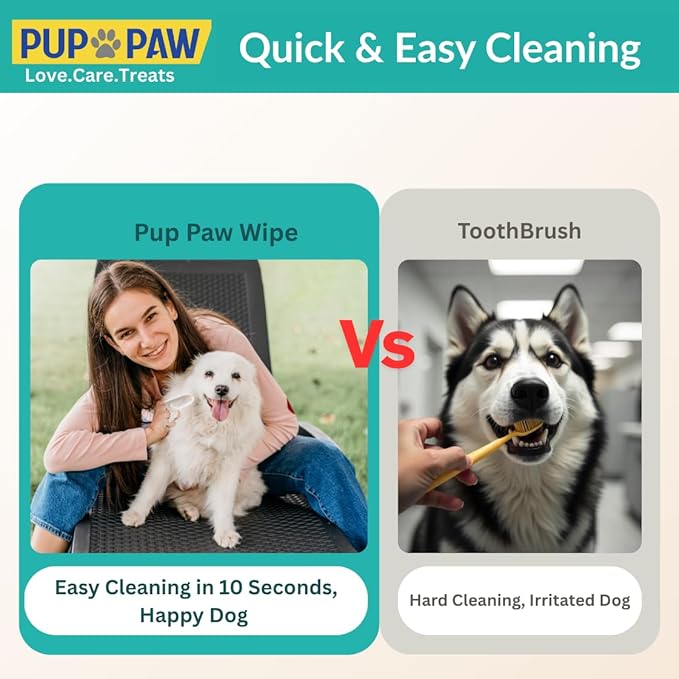 Vet Recommended Dog & Cat Dental Wipes – Teeth Cleaning Finger Wipes for Pets, Remove Plaque & Tartar, Freshen Breath, Easy Daily Oral Care – 50 Count