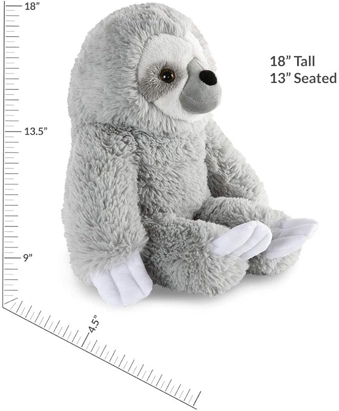 Vermont Teddy Bear Sloth Plush - Oh So Soft Sloth Stuffed Animal, Gray, 18 Inch