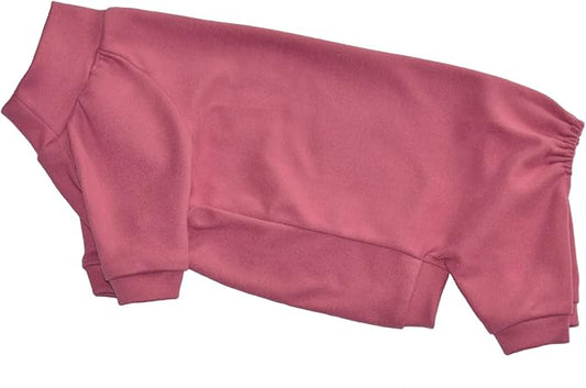 Sphynx Cat Four Leg Warm Fleece Pajamas Elastic Pet Clothes for Hairless Cats Surgery Recovery Suit for Sphynx, Devon, Cornish (Rose, XL (12-14.3 lbs))