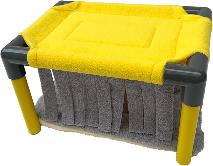 Guinea Pigs Bunk Bed,Hammock Loft Cot with Fleece Forest Hideout and Plush Mat for Small Animals - Rabbits,Chinchillas, Ferrets (Small)