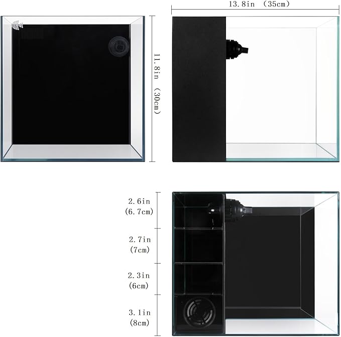 Coralland 8-Gallon Saltwater Aquarium - Ultra Clear Low Iron Glass, 45° Angled Joint Design, Crystal Clear Viewing, Perfect for Marine Fish & Reef Tanks & Freshwater