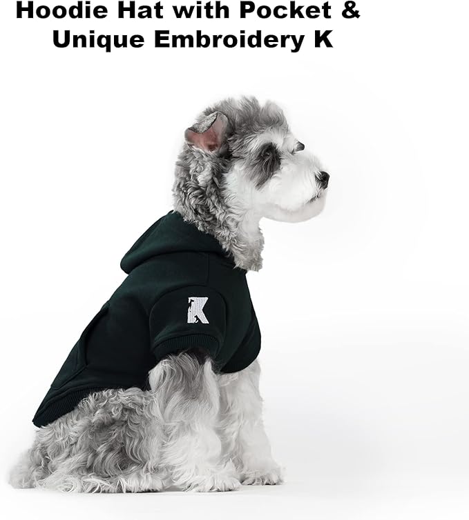 Koneseve Dog Hoodie Fleece Dog Clothes Warm Sweater with Hat for Medium Large Dogs Cat Hooded Shirt Kitten Pet Basic Sweatshirt with Pocket Doggie Soft Winter Coat Apparel (Green; 4XL)