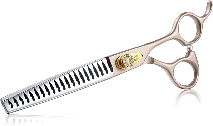 JASON Professional Dog Grooming Scissors - 7 Inch Chunker Shear Japanese 440C Stainless Steel Diamond Screw with 21 Fishbone Teeth Dog Thinning Scissors