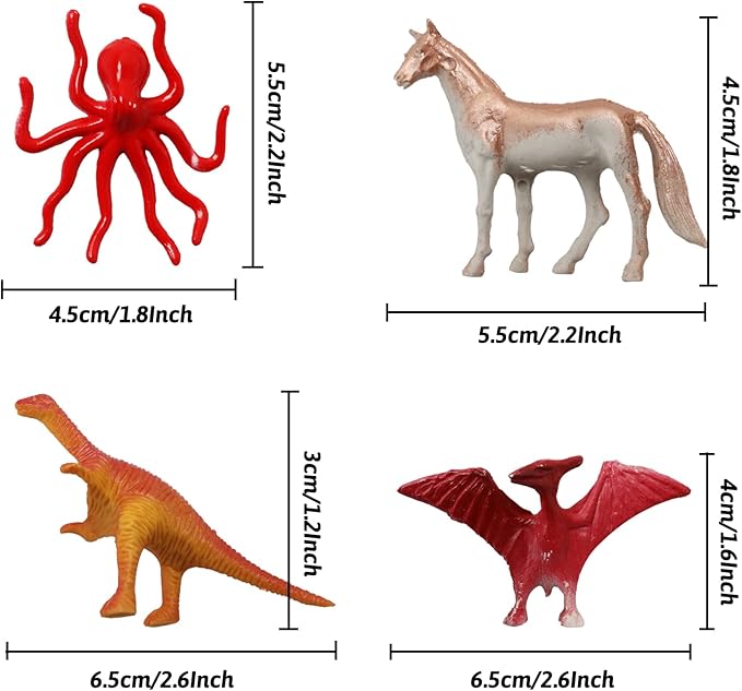 60 Pcs Assorted Dinosaur, Ocean, Sea, Farm, Jungle, Wild Animals & Dinosaurs Figure Realistic Plastic Zoo Play Set - Small Toys for Kids, Cupcake Topper, Party Favors