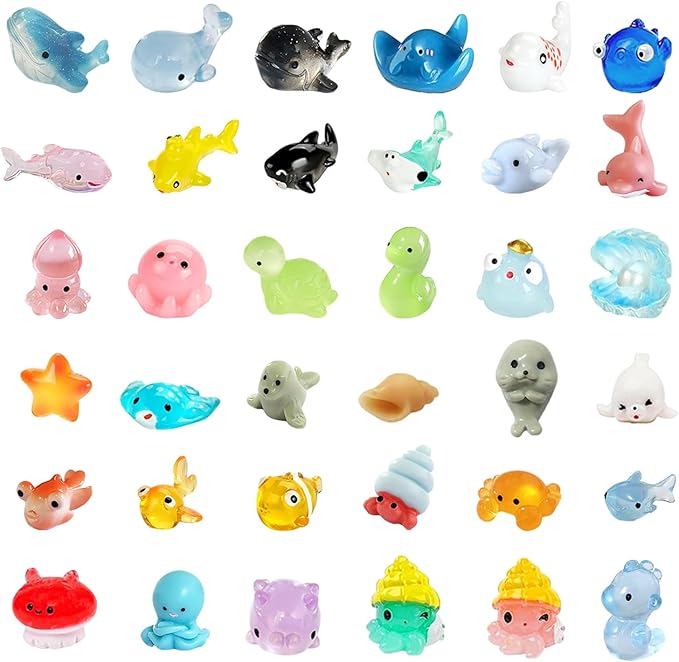 36Pcs Ocean Mini Resin Animals Figures Colorful and Lifelike Tiny Marine Creatures Ornaments for Home Decor and Aquarium Decoration & Collectibles