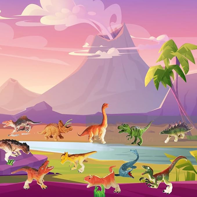 14 Pcs Figures Toys Realistic Mini Dinosaurs Animal Figurines, Plastic Learning Educational Playset Animal Themed Party Supplies Cake Topper Ornaments for Easter Egg Birthday Christmas