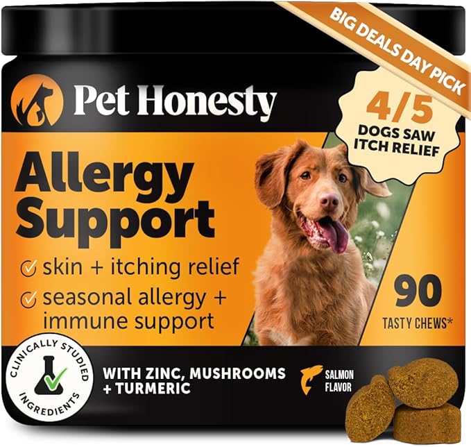 Dog Allergy & Itch Relief - Advanced Itch Supplement with Probiotics for Dogs - Immune Support & Skin Relief for Seasonal Allergies - Natural Itchy Skin & Paw Relief - (Salmon, 90 Ct)