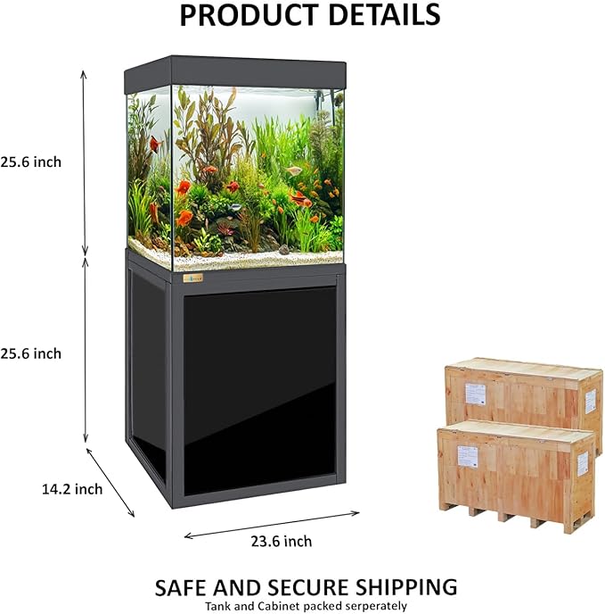 40-Gallon Aquarium with Premium Tempered & Ultra-Clear Glass (Complete Setup) All in Black