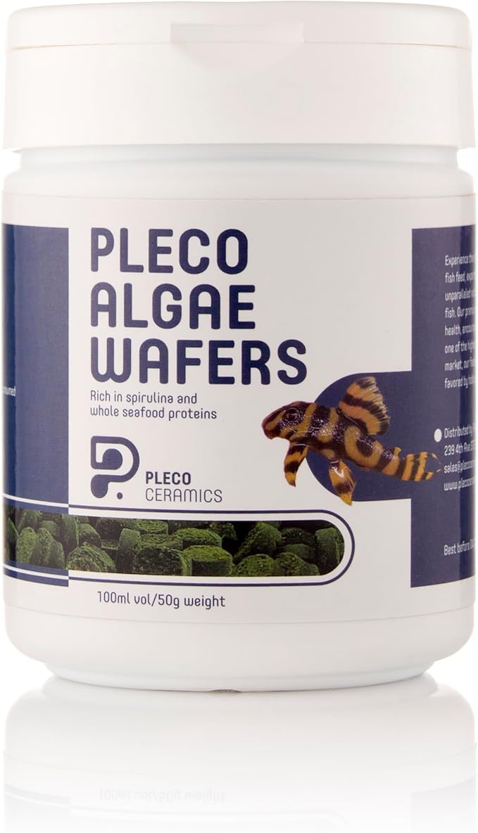 Plecoceramics Algae Wafers Universal Fish Food for Aquarium Fish, Turtles, Goldfish, Catfish - Spirulina Protein Wafers for Bottom Feeders (50 gr)