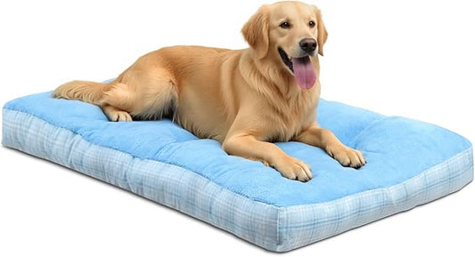 MIHIKK Washable XL Dog Bed for Extra Large Dogs with Anti-Slip Bottom, Premium Foam Pet Pad for Crate for Large Medium Small Sized Puppies, 41" x 27" Blue