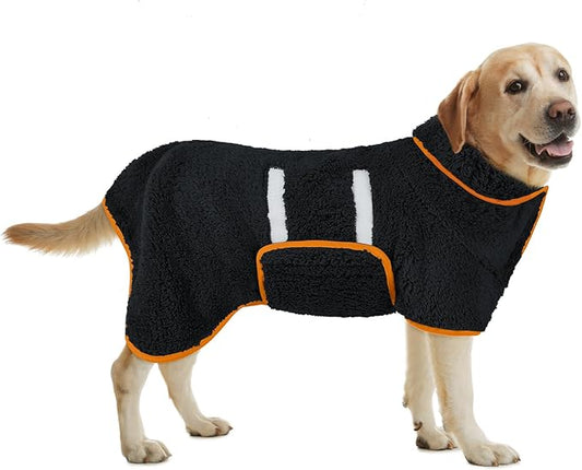Bienbee Dog Bathrobe, Quick Drying Super Absorbent Dog Robes for After Bath, Warm Keeping Dogs Towel, Dogs Bath Supplies, Black L