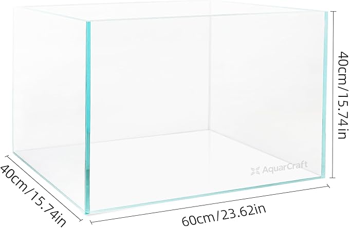 Ultra Clear Glass Fish Tank 24 Gallon, 8mm Thickened Rimless Aquarium Tank Low Iron, Large Big Aquarium 23.6in x15.7in x 15.7in