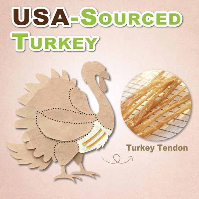 A Freschi srl Turkey Tendons for Dogs, Long-Lasting, Hypoallergenic Rawhide Alternative, Human Grade, Healthy Puppy Chews, Natural Dog Treats for Medium Dogs, Rope (M), 2 Count Pack