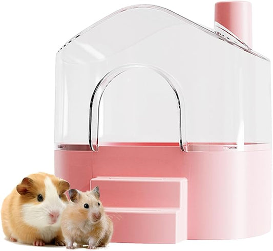 Hamster Sand Bath Container Box Large Space Hamster Bathtub Digging Sand Container for Pygmy Hamsters, Chinchilla, Rats, Mice, Gerbils, Other Small Animal (Pink)
