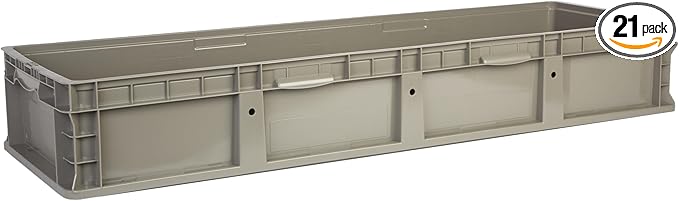 Hudson Exchange 48 x 15 x 7.5" (21 Pack) Straight Wall Handled Storage Container Tote, Gray/Brown