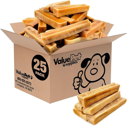 ValueBull Himalayan Yak Cheese Dog Chews, Extra Large, 25 ct Bulk Pack - Long Lasting for Aggressive Chewers, All Natural, Healthy & Safe, Low Odor Nepal Yak Milk Chews