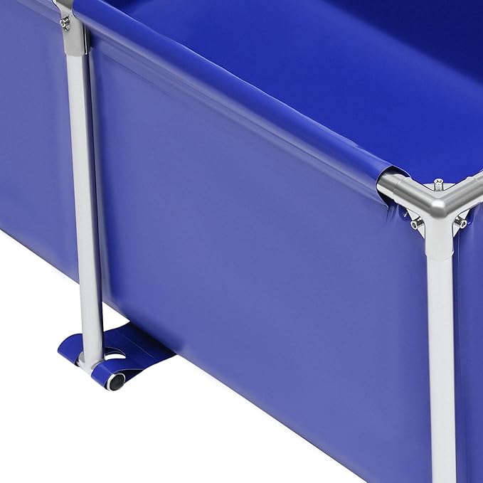 Canvas Above Ground Fish Pond, Blue Foldable Water Storage, Display Show Tank, Koi Pond, Aquarium Pool with Stainless Steel Frame, Drain Valve or Breeding Koi & Irrigation