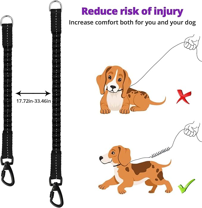 Long Dog Leash 15 FT: Heavy Duty Rope Leashes for Dogs Training with Swivel Lockable Hook Reflective Threads Bungee and Padded Handle - Dog Lead for Large Small Medium Dogs Outside Walking Hiking
