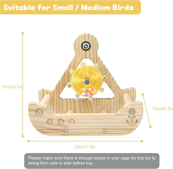 Bird Parakeet Rotating Perch Toys Interactive Rocking Wooden Exercise Wheel Cockatiel Toy Bird Cage Accessories