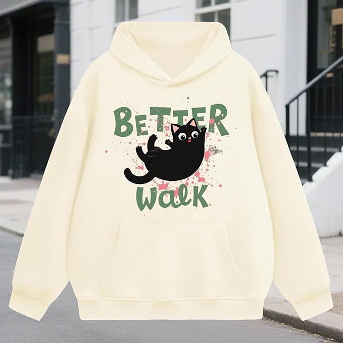 Oversized Hoodies for Women 2025 Trendy Cute Dog Cat Print Sweatshirts Hooded Pullover Tops with Kangaroo Pocket