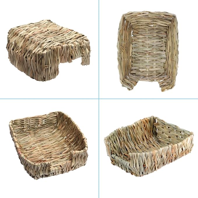 Hamiledyi Rabbit Grass Bed Natural Handmade Hay Mat Chew Balls for Rabbit Gerbil Chinchilla Guinea Pig Ferret Other Small Animals(7 Pcs)